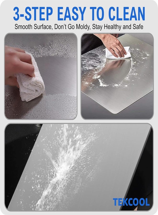 TEKCOOL لوح تقطيع من الفولاذ المقاوم للصدأ من TEKCOOL (32 × 22 سم)، لوح تقطيع للخضراوات، وسادة تقطيع ممتازة للخضراوات والفواكه من الفولاذ المقاوم للصدأ SUS304، لوح تقطيع معدني شديد التحمل - Image 2